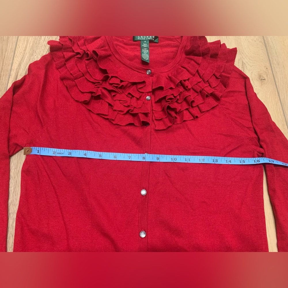 Ralph Lauren Red Ruffled Cardigan - Picture 6 of 6